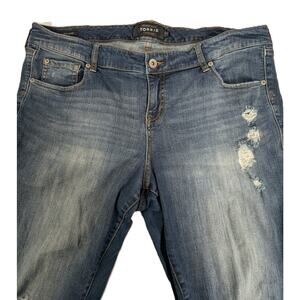 Women's Torrid Premium Boyfriend Distressed Blue Jeans Straight Size 18R